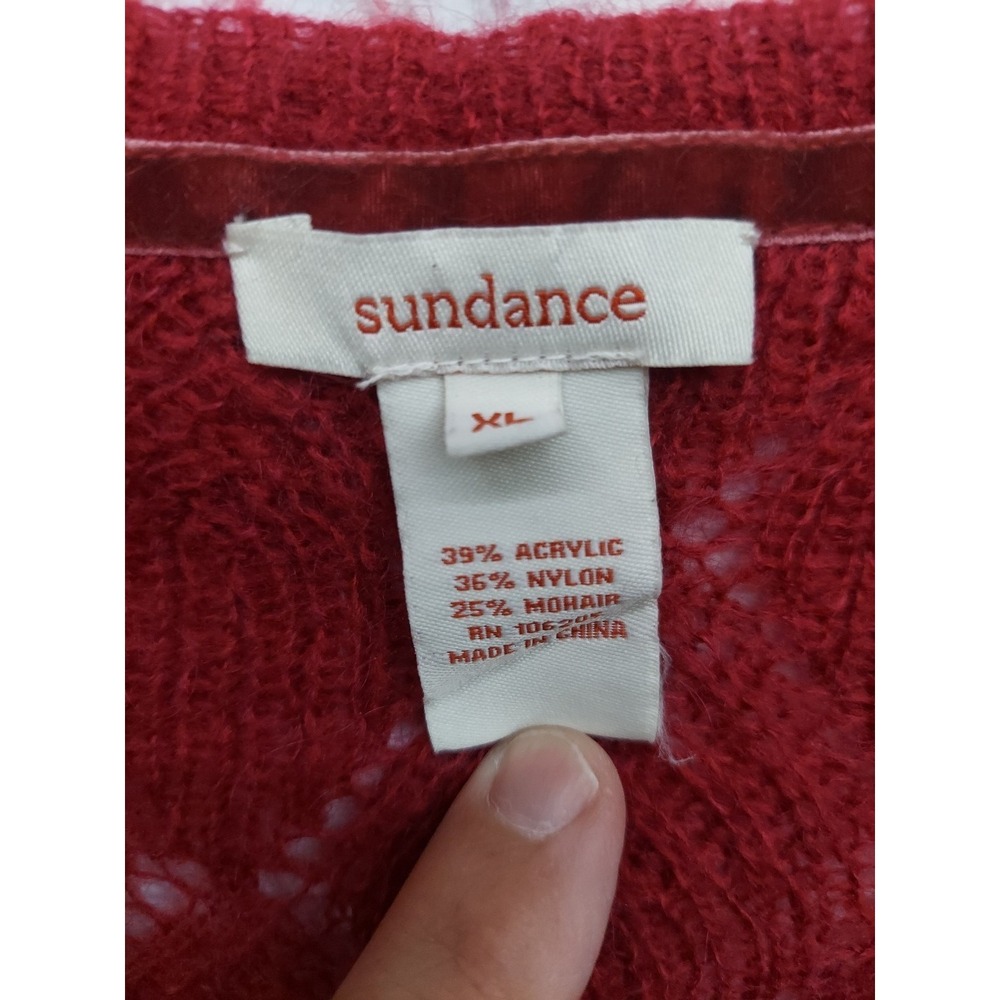 SUNDANCE Cardigan Sweater Womens XL Burgundy Pink Mohair Blend Long Sleeve Soft - Picture 3 of 8